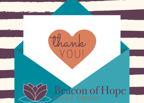 Teal envelope with a heart that says thank you!