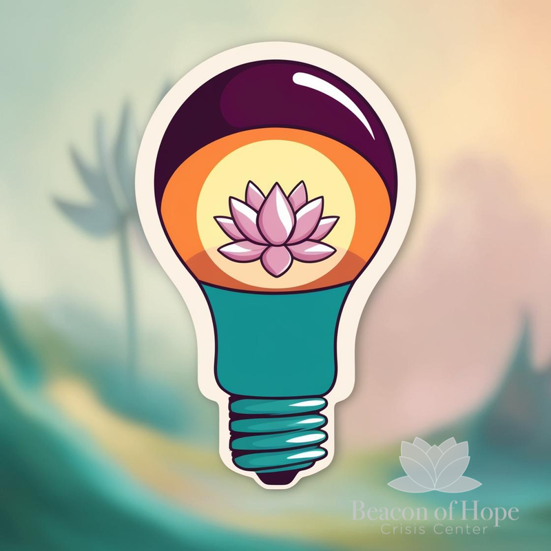 Whimsicle image of a lightbulb with a lotus inside.